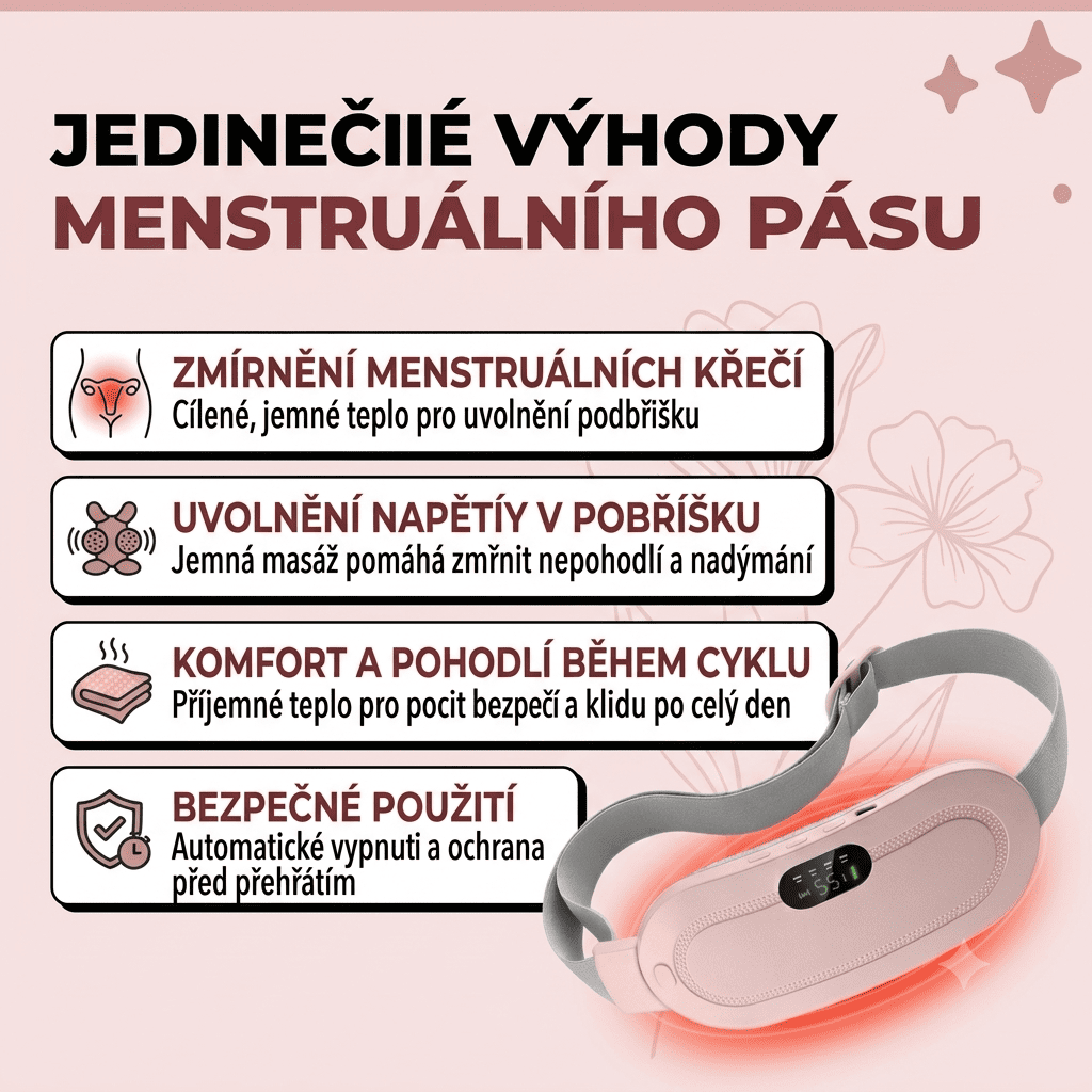 Menstruační hřejivý pás 2v1 (teplo + masáž)