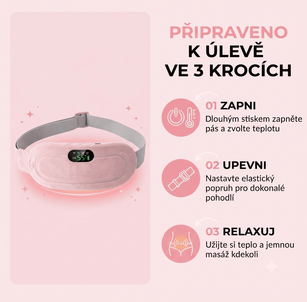 Menstruační hřejivý pás 2v1 (teplo + masáž)