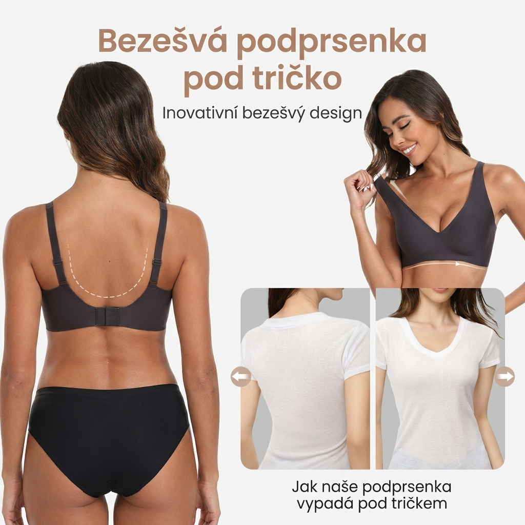 Bezkosticová Tvarující Podprsenka – Hladká Silueta bez Otisků