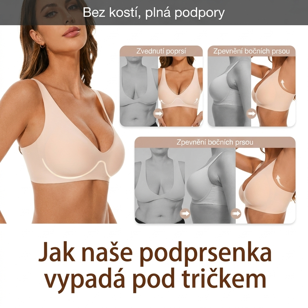 Bezkosticová Tvarující Podprsenka – Hladká Silueta bez Otisků