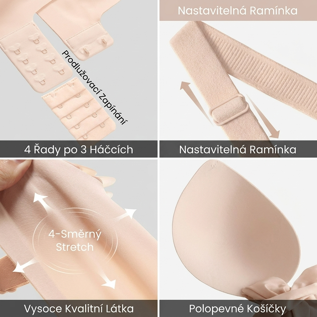 Bezkosticová Tvarující Podprsenka – Hladká Silueta bez Otisků