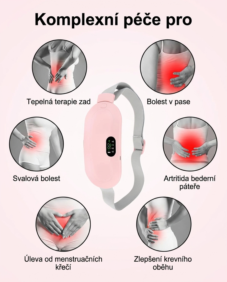 Menstruační hřejivý pás 2v1 (teplo + masáž)
