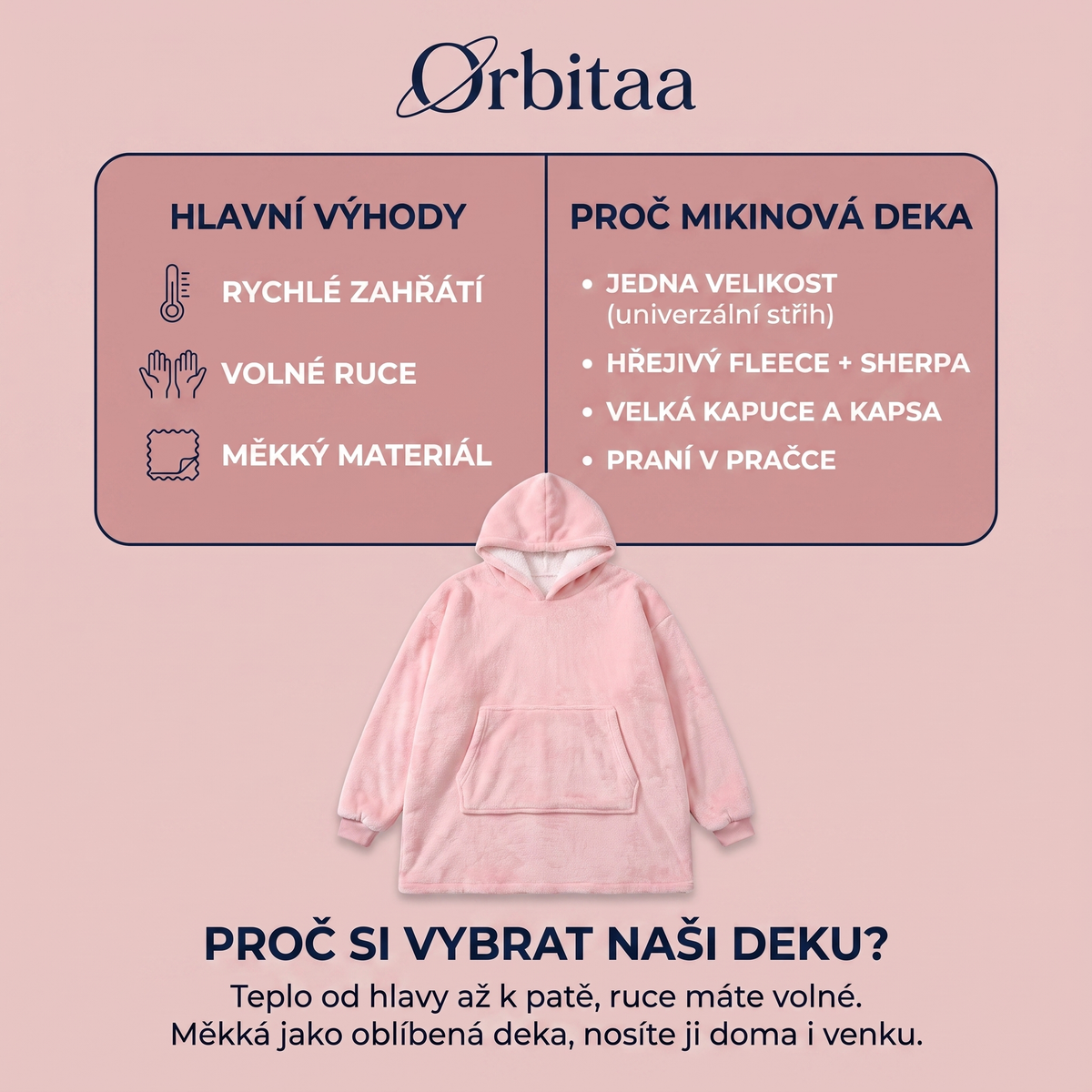 Hřejivá mikina - hlavní výhody