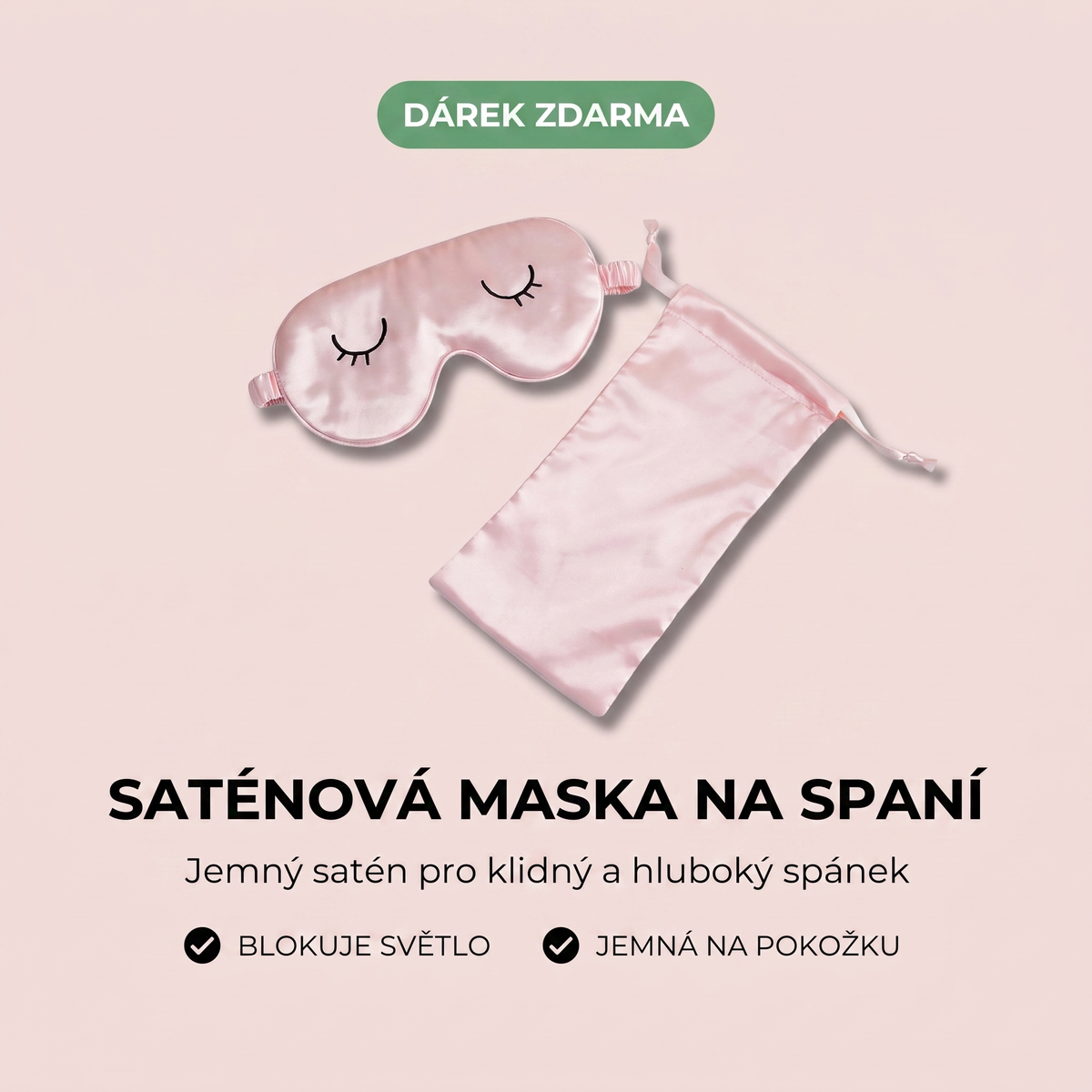 Saténová maska na spaní - dárek zdarma